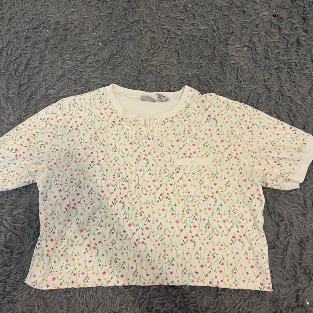 Vintage Self-Cropped Floral Shirt